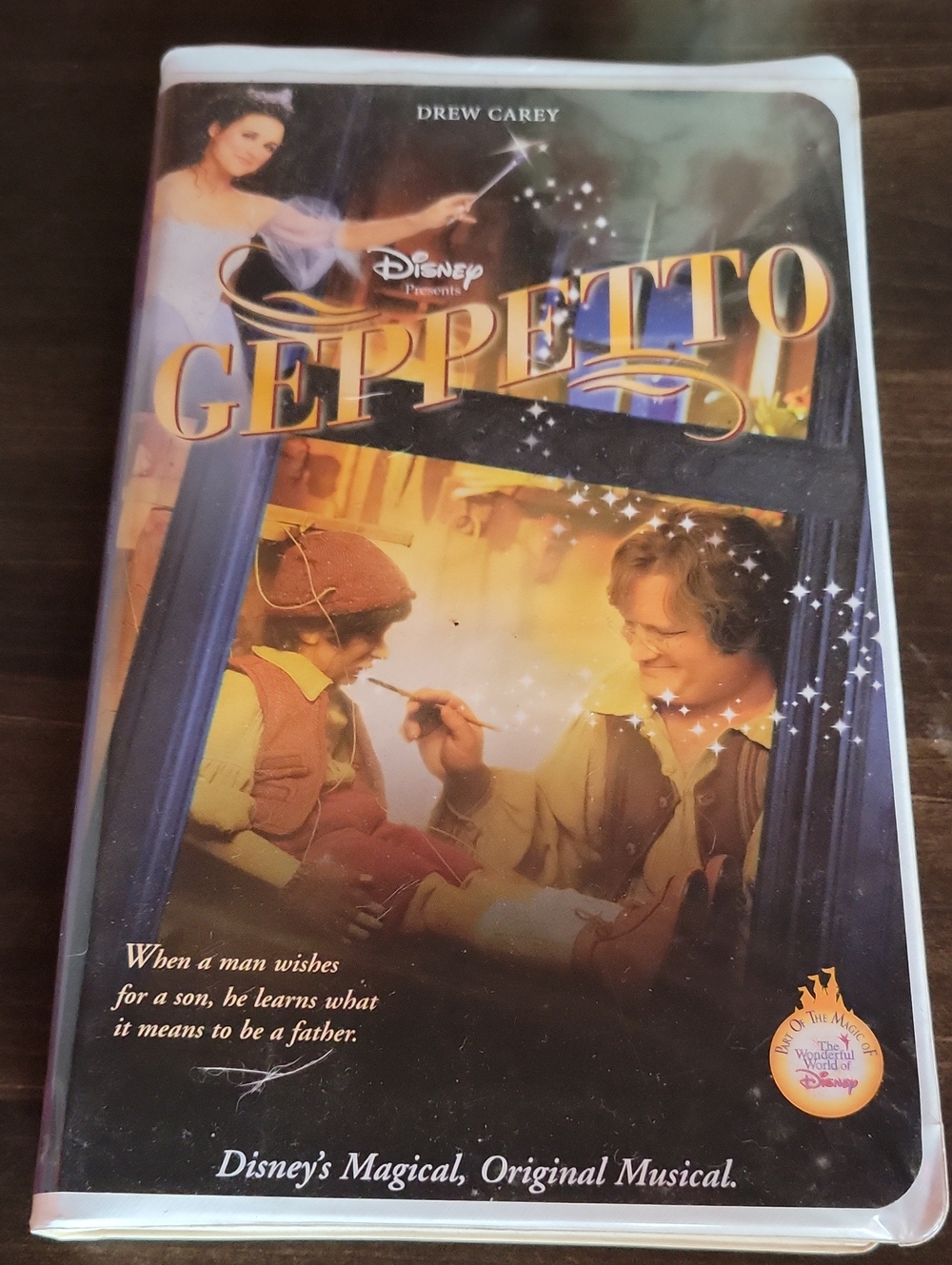 Disney Geppetto VHS with Gold and Brown Cover Artwork